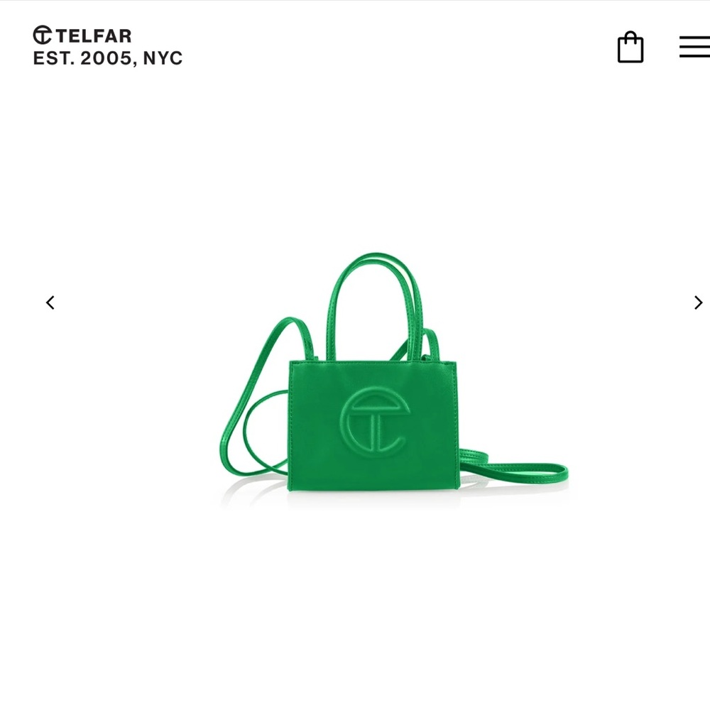 Telfar shopping bag in Green screen color way